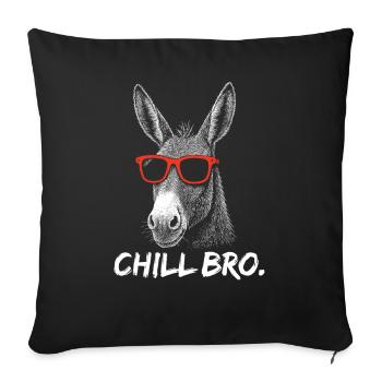 CHILL BRO – Âne drôle avec des lunettes de soleil - Housse de coussin décorative 45 x 45 cm - noir - Devant
