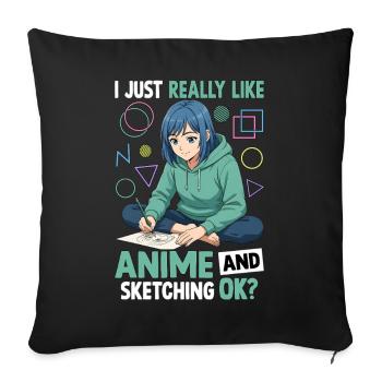 J’aime vraiment l’anime et le croquis OK - Housse de coussin décorative 45 x 45 cm - noir - Devant