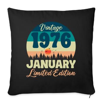 50-jähriges Jubiläum 50 Jahre Januar 1976 Geschenkidee - Sofakissenbezug 45 x 45 cm - Schwarz - Vorne