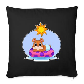 Bear Swimming Swim Ring Summer - Sofa pillowcase 17,3'' x 17,3'' (45 x 45 cm) - black - Front