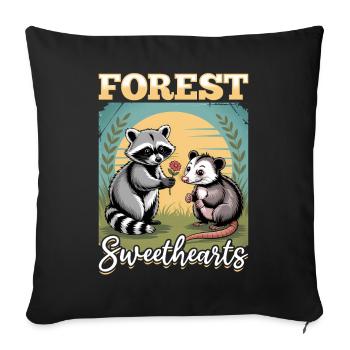 Funny Opossum and Raccoon - Sofa pillowcase 17,3'' x 17,3'' (45 x 45 cm) - black - Front