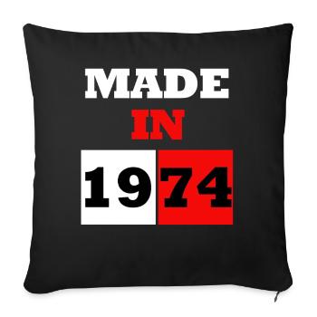 Made in 1974 Birthday Bold Block - Sofa pillowcase 17,3'' x 17,3'' (45 x 45 cm) - black - Front