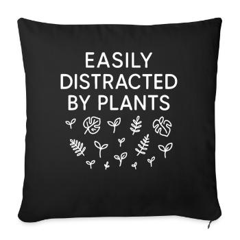 Facilement distrait par les feuilles des plantes - Housse de coussin décorative 45 x 45 cm - noir - Devant