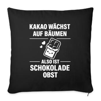 Cocoa grows on trees – chocolate is fruit - Sofa pillowcase 17,3'' x 17,3'' (45 x 45 cm) - black - Front