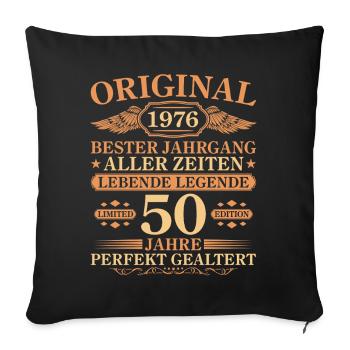 1976 Millésime parfaitement maturé 50e anniversaire - Housse de coussin décorative 45 x 45 cm - noir - Devant