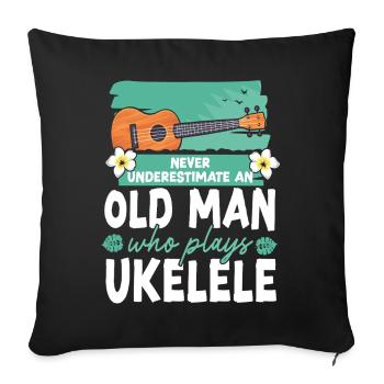 Hawaiian Ukulele Uke Grandpa - Sofakissenbezug 45 x 45 cm - Schwarz - Vorne