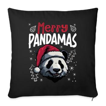 Motif de Noël drôle de panda joyeux Pandamas - Housse de coussin décorative 45 x 45 cm - noir - Devant