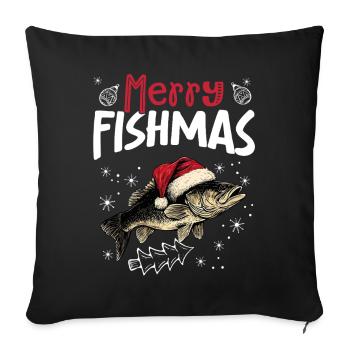 Joyeux Fishmas Motif de Noël Poisson Drôle - Housse de coussin décorative 45 x 45 cm - noir - Devant