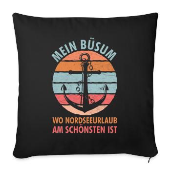 Büsumer : MON BÜSUM, OÙ LES VACANCES EN MER DU NORD SONT À LEUR PLUS BEAU - Housse de coussin décorative 45 x 45 cm - noir - Devant