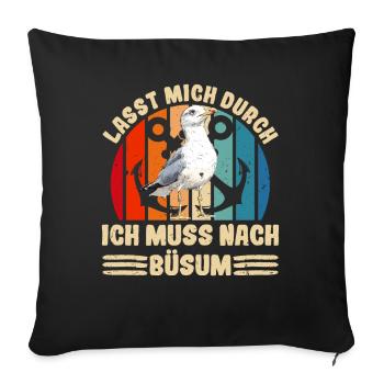 Mer du Nord LAISSEZ-MOI PASSER DOIT ALLER À BÜSUM Lustig - Housse de coussin décorative 45 x 45 cm - noir - Devant