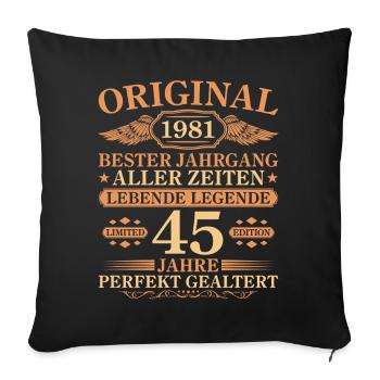 1981 Millésime parfaitement maturé 45e anniversaire - Housse de coussin décorative 45 x 45 cm - noir - Devant