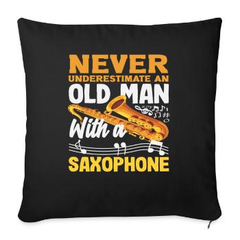 Grand-père vieux Saxophoniste - Housse de coussin décorative 45 x 45 cm - noir - Devant