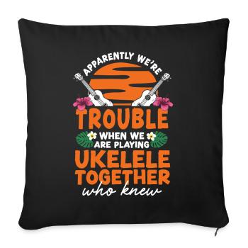 Amis du ukulélé hawaïen - Housse de coussin décorative 45 x 45 cm - noir - Devant