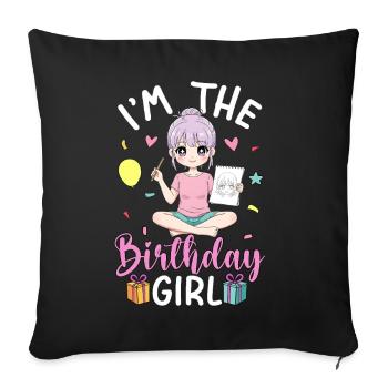 Je suis la fille d’anniversaire - Housse de coussin décorative 45 x 45 cm - noir - Devant
