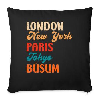 Mer des Wadden LONDRES NEW YORK PARIS BÜSUM Drôle - Housse de coussin décorative 45 x 45 cm - noir - Devant
