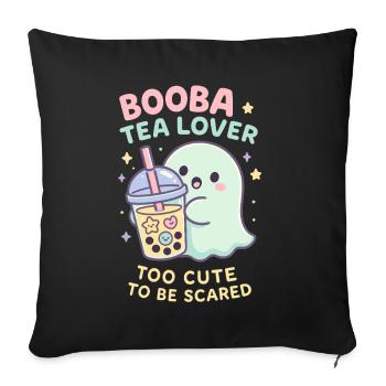 Bubble Tea Ghost, Cute Boba Lover - Sofa pillowcase 17,3'' x 17,3'' (45 x 45 cm) - black - Front