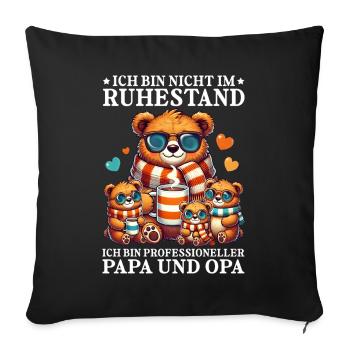Je ne suis pas à la retraite, je suis papa et grand-père - Housse de coussin décorative 45 x 45 cm - noir - Devant