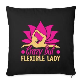 Yoga Folle Mais Flexible Femme Drôle Yoga - Housse de coussin décorative 45 x 45 cm - noir - Devant