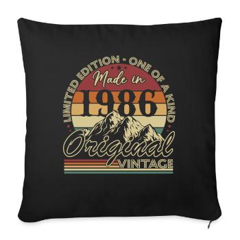 1986 Vintage Rétro Cadeau D'anniversaire - Housse de coussin décorative 45 x 45 cm - noir - Devant