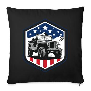 Willys Overland Jeep - 4x4 best-seller tout-terrain - Housse de coussin décorative 45 x 45 cm - noir - Devant