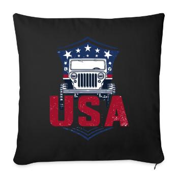 Willys Overland USA Offroad 4x4 - Sofa pillowcase 17,3'' x 17,3'' (45 x 45 cm) - black - Front