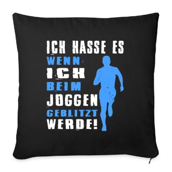 Jogging, Coureur Cadeau, Sport, Forme physique - Housse de coussin décorative 45 x 45 cm - noir - Devant