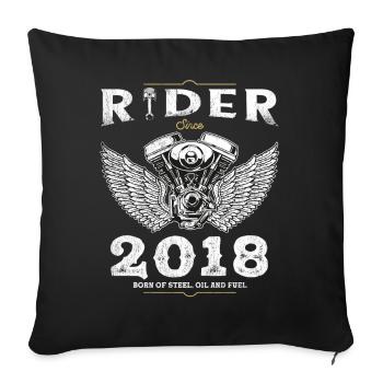 Rider Since 2018 - Fuel, Family, and Freedom - Sofa pillowcase 17,3'' x 17,3'' (45 x 45 cm) - black - Front
