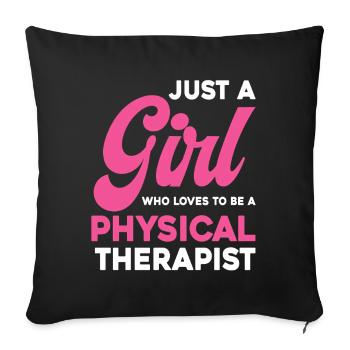 La fille adore la kinésithérapie - Housse de coussin décorative 45 x 45 cm - noir - Devant