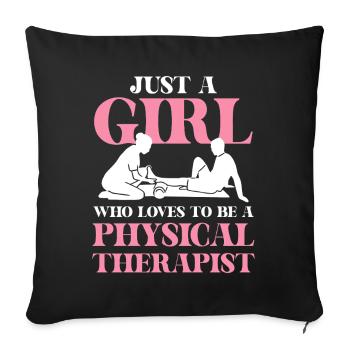 Juste une fille qui adore la kinésithérapie - Housse de coussin décorative 45 x 45 cm - noir - Devant