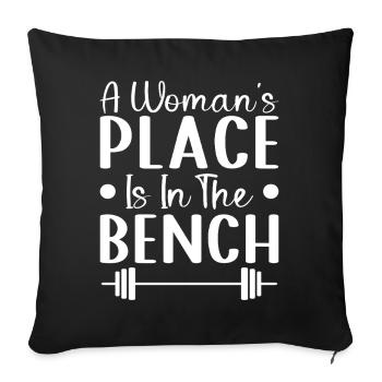 Powerlifting Bodybuilder Woman ́s Place The Bench - Housse de coussin décorative 45 x 45 cm - noir - Devant
