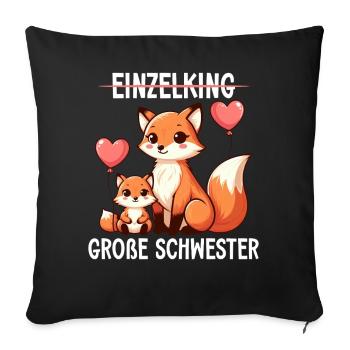 Big Sister Fox Lover Sibling - Sofa pillowcase 17,3'' x 17,3'' (45 x 45 cm) - black - Front