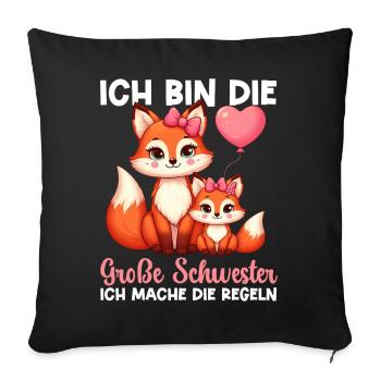Big Sister Fox Lover Sibling - Sofa pillowcase 17,3'' x 17,3'' (45 x 45 cm) - black - Front
