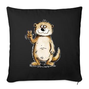 Otter Peacezeichen Design - Sofakissenbezug 45 x 45 cm - Schwarz - Vorne