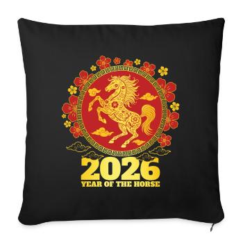 2026 Year Of Horse Zodiac Chinese New Year - Sofa pillowcase 17,3'' x 17,3'' (45 x 45 cm) - black - Front