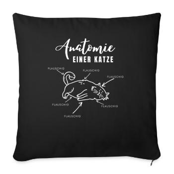 Anatomie d’un chat – tout est duveteux - Housse de coussin décorative 45 x 45 cm - noir - Devant