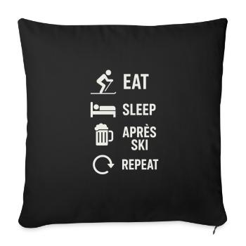 Eat Sleep Après Ski Repeat - Sofa pillowcase 17,3'' x 17,3'' (45 x 45 cm) - black - Front