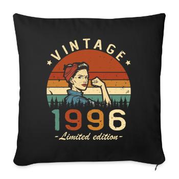 1996 Vintage Rétro Cadeau D'anniversaire Femme - Housse de coussin décorative 45 x 45 cm - noir - Devant