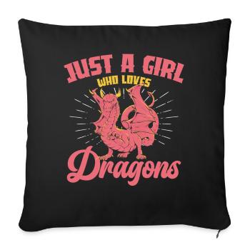 Une seule fille aime les dragons - Housse de coussin décorative 45 x 45 cm - noir - Devant