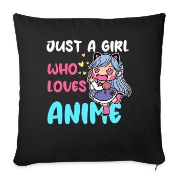 Girl Loves Anime Chibi - Sofa pillowcase 17,3'' x 17,3'' (45 x 45 cm) - black - Front