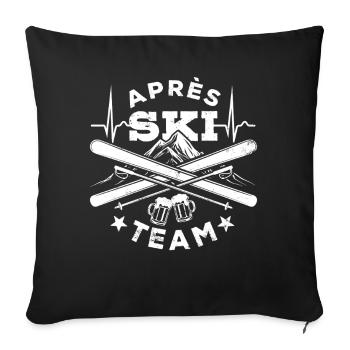 Après Équipe de ski, sports d’hiver, forfaits ski - Housse de coussin décorative 45 x 45 cm - noir - Devant