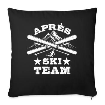 Après Équipe de ski, sports d’hiver, forfaits ski - Housse de coussin décorative 45 x 45 cm - noir - Devant