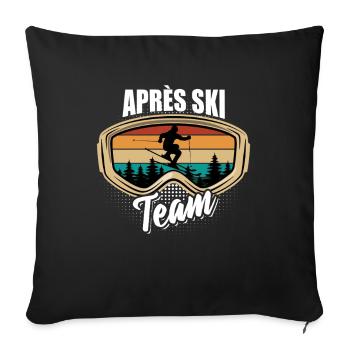 Après Équipe de ski, sports d’hiver, forfaits ski - Housse de coussin décorative 45 x 45 cm - noir - Devant