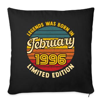 Légende Née en Février 1996 Anniversaire 30 ans  - Housse de coussin décorative 45 x 45 cm - noir - Devant