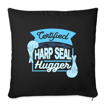 Sattelrobbe Robben, câlin certifié de phoques de la Grope - Housse de coussin décorative 45 x 45 cm - noir - Devant