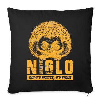 NIGLO - hedgehog, whoever rubs against it gets pricked - Sofa pillowcase 17,3'' x 17,3'' (45 x 45 cm) - black - Front