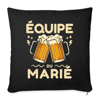 Team marié Enterrement de vie de garçon EVG - Housse de coussin décorative 45 x 45 cm - noir - Devant