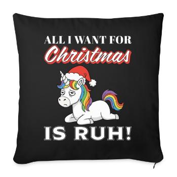 Licorne de Noël avec crinière arc-en-ciel - Housse de coussin décorative 45 x 45 cm - noir - Devant