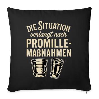 Promille-Maßnahmen witziger Partyspruch - Sofakissenbezug 45 x 45 cm - Schwarz - Vorne