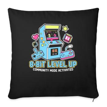 8-Bit LEVEL Arcade Retro Gaming Community - Sofakissenbezug 45 x 45 cm - Schwarz - Vorne