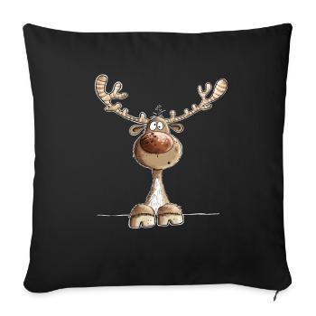 Funny Reindeer Cartoon Motif Christmas - Sofa pillowcase 17,3'' x 17,3'' (45 x 45 cm) - black - Front
